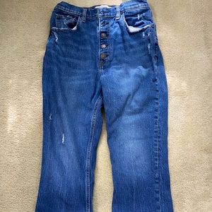 Abercrombie high wasted kick flare jeans.